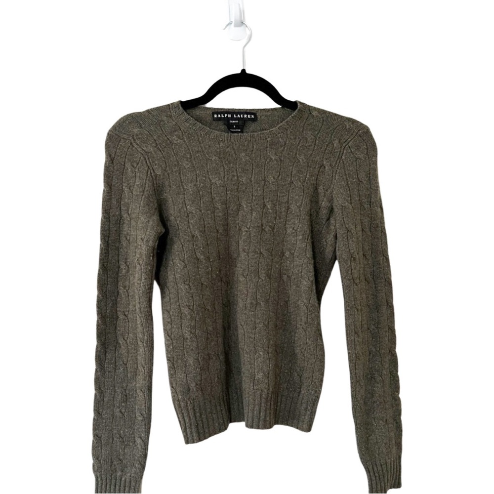 RALPH LAUREN 100% Cashmere Fitted Knit Pullover Sweater Green Size Small
